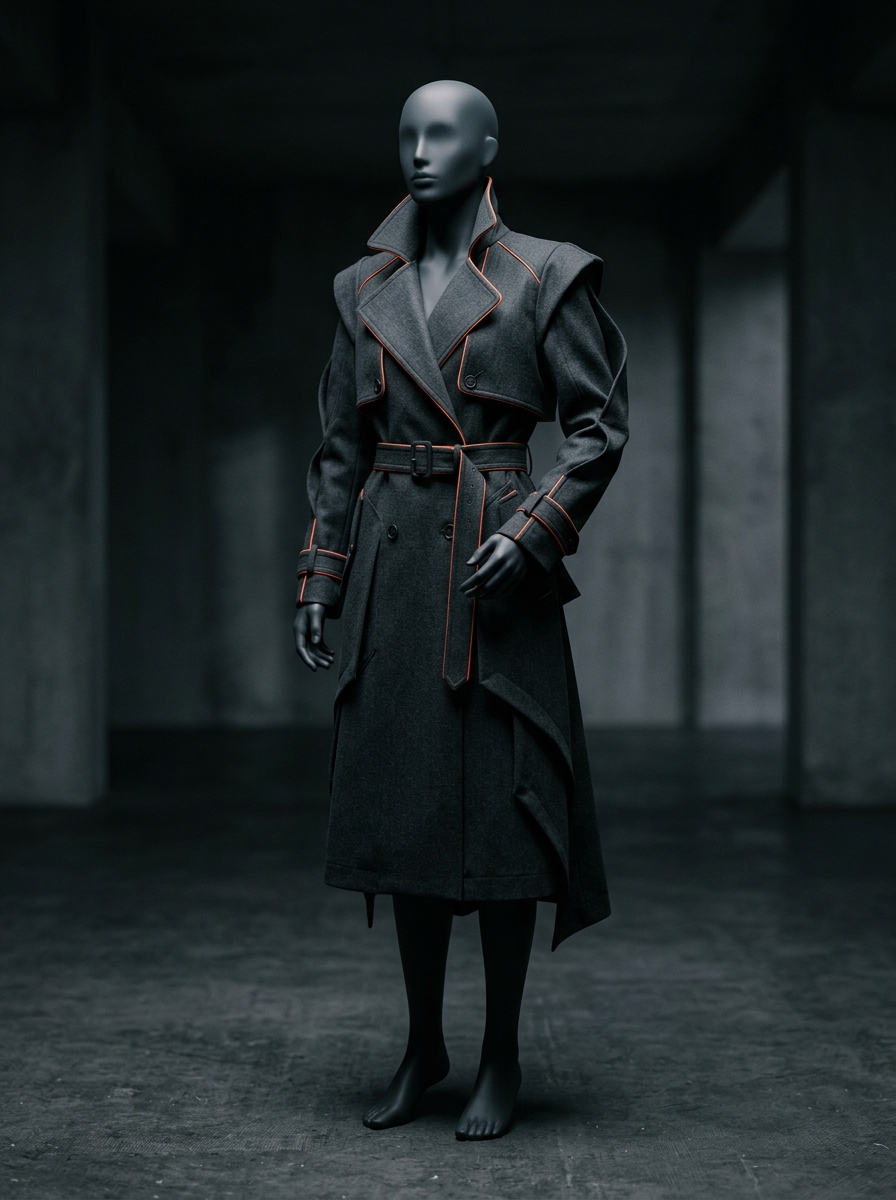 Cyber-Tailored Trench Coat Sample